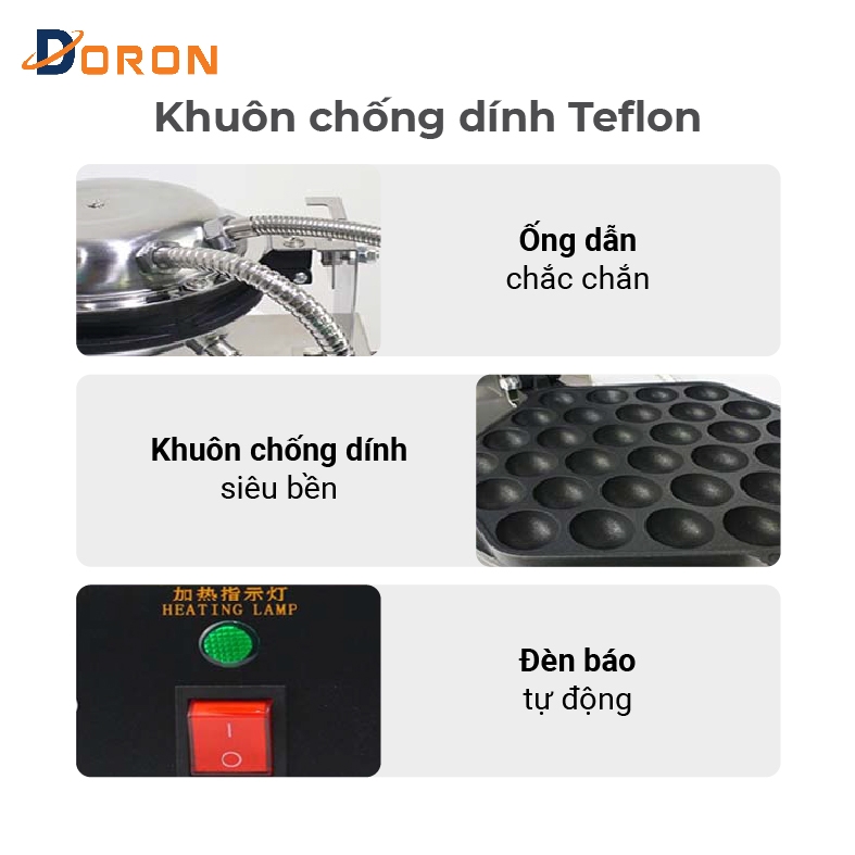 Máy làm bánh trứng gà non công nghiệp DORON_134 1400W kiểm soát nhiệt độ chính xác, bánh thơm ngon