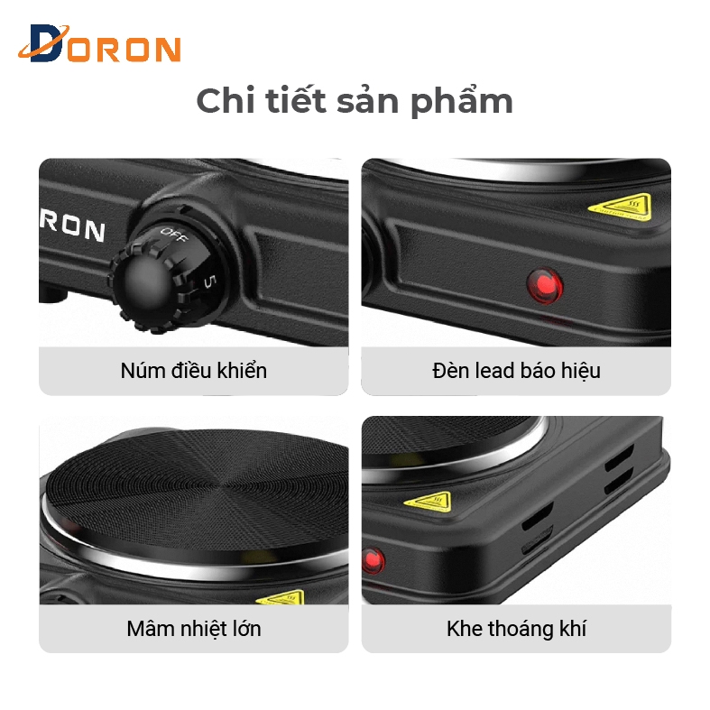 Bếp điện đôi đa năng DORON 3000W 5 mức điều chỉnh nhiệt, nóng nhanh giữ nhiệt lâu