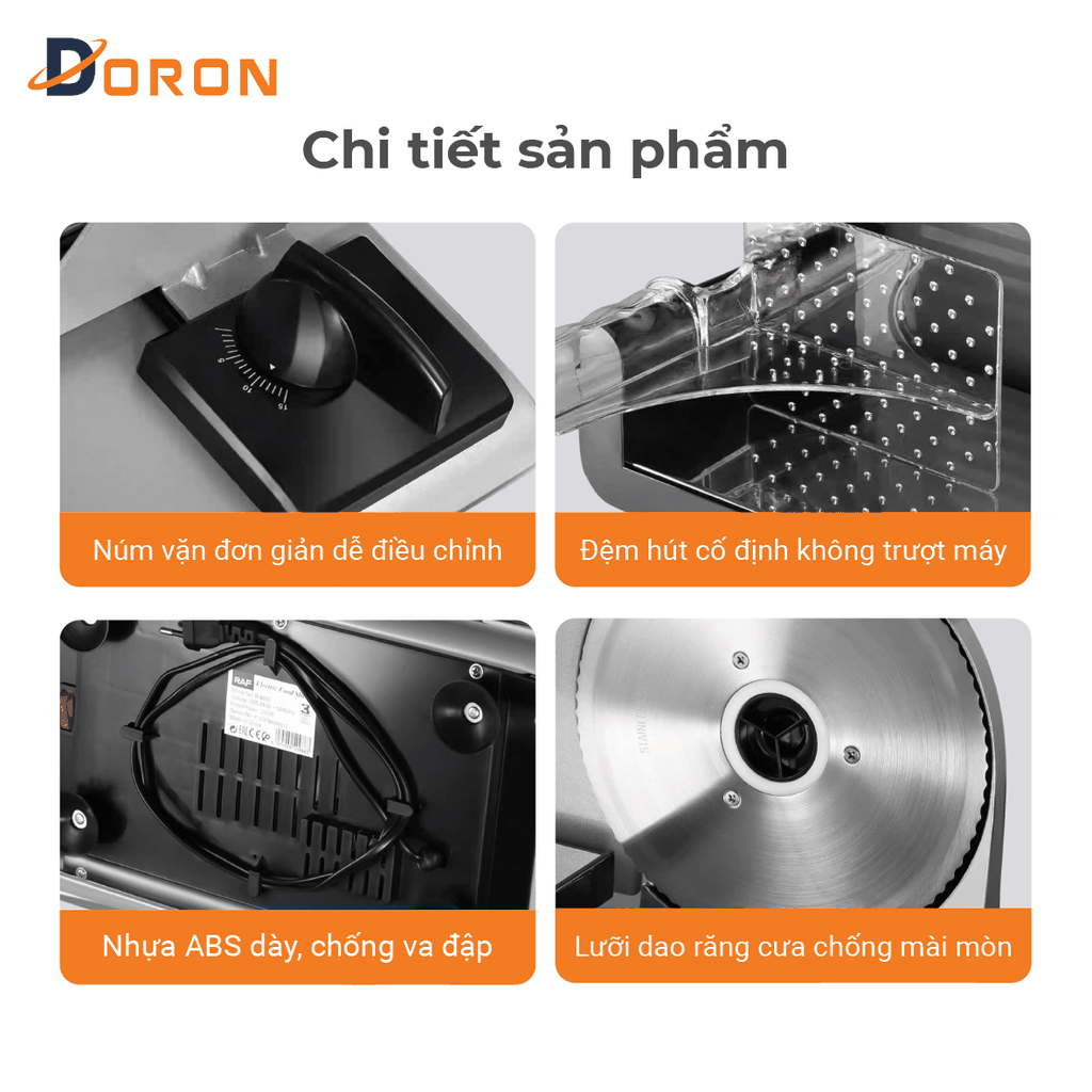 Máy cắt thịt đông lạnh DORON_174, 500W chuyên cắt thịt bò, heo, bánh mì, củ quả