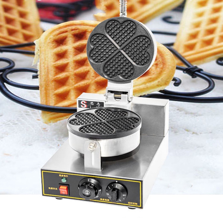 Máy làm bánh waffle công nghiệp, nướng bánh kẹp tàn ong khuôn trái tim