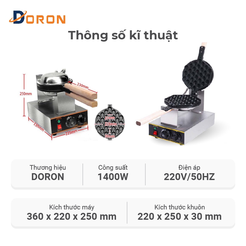 Máy làm bánh trứng gà non công nghiệp DORON_134 1400W kiểm soát nhiệt độ chính xác, bánh thơm ngon