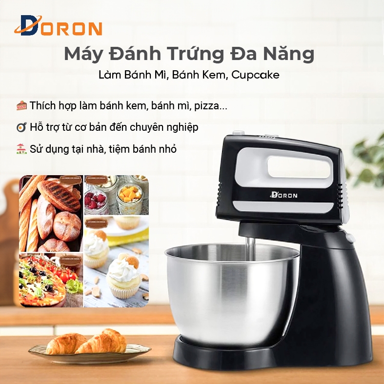 Máy đánh trứng, trộn bột để bàn DORON_145 dung tích 3.5L 400W