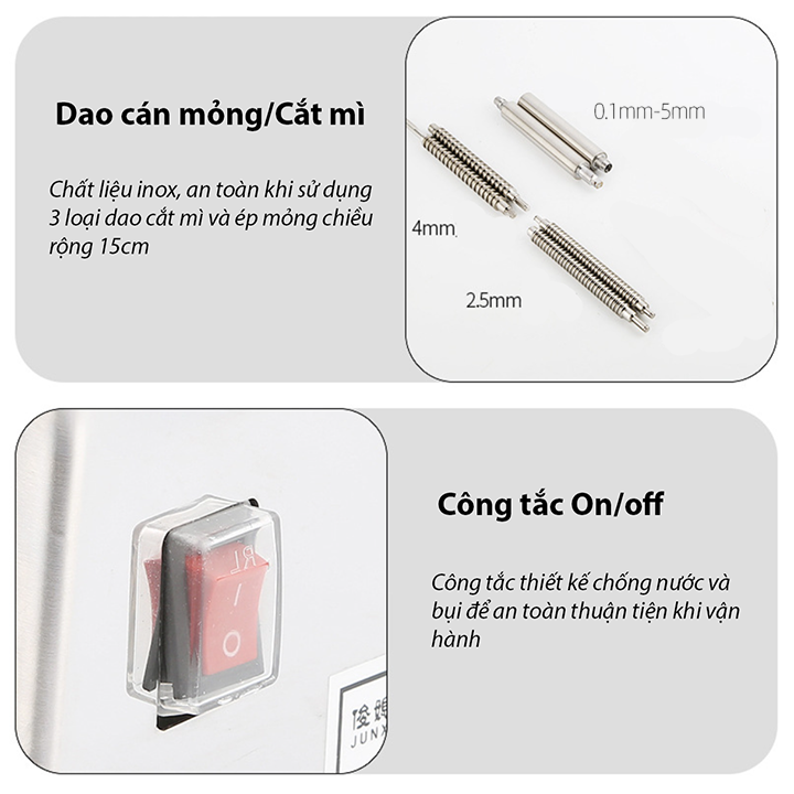 Máy cán mì 135W cán mỏng cắt mì chạy điện tăng cao năng suất