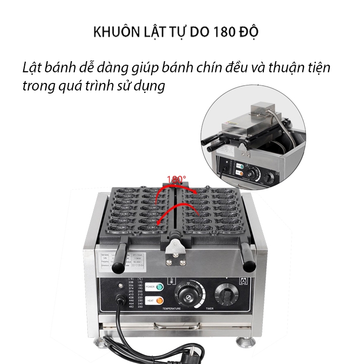Máy làm bánh cá nhỏ mini 14 con 1600W làm nóng nhanh, an toàn, dễ sử dụng