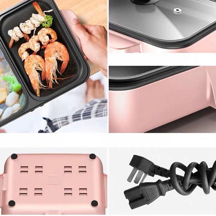 Bếp lẩu nướng điện 2 ngăn chống dính