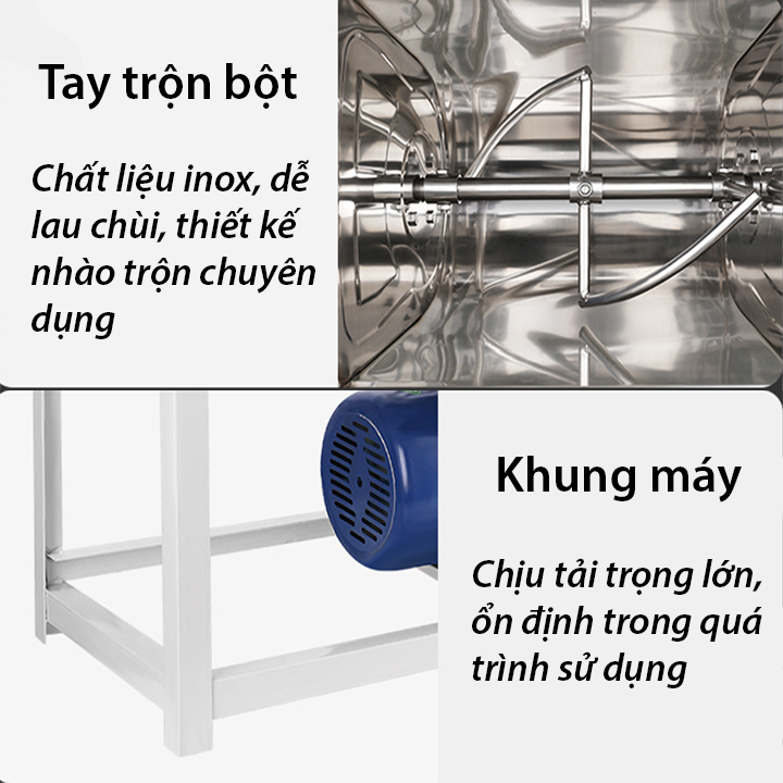 Máy trộn bột cửa ngang, máy nhào trộn thực phẩm công suất cao 2200W 12kg bột/mẻ