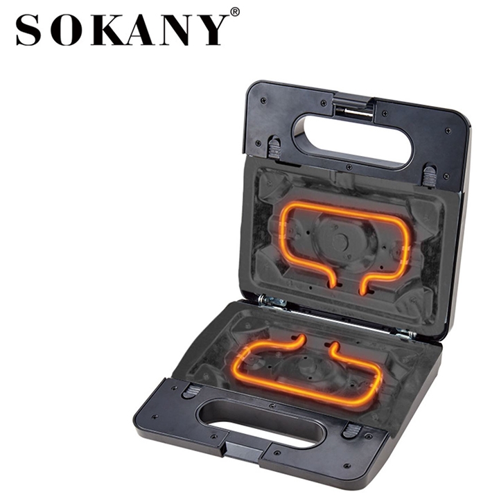 Máy kẹp nướng bánh mì, làm bánh waffle 3 khuôn SOKANY SK-303 750W