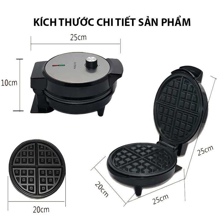 Máy làm bánh kẹp tàn ong, nướng bánh waffle SOKANY cao cấp có chỉnh nhiệt độ