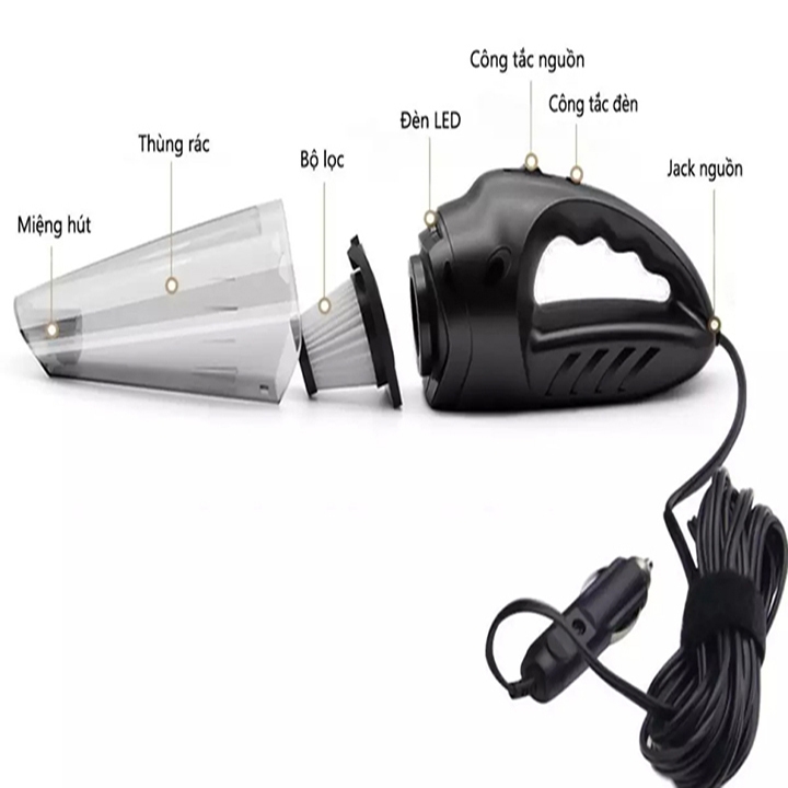 Máy hút bụi ô tô dùng tẩu 12V công suất 120W hút khô/ướt