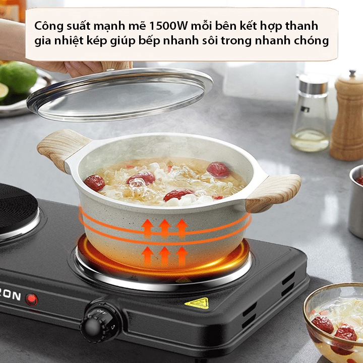 Bếp điện mini đa năng DORON 3000W 5 mức điều chỉnh nhiệt, nóng nhanh giữ nhiệt lâu