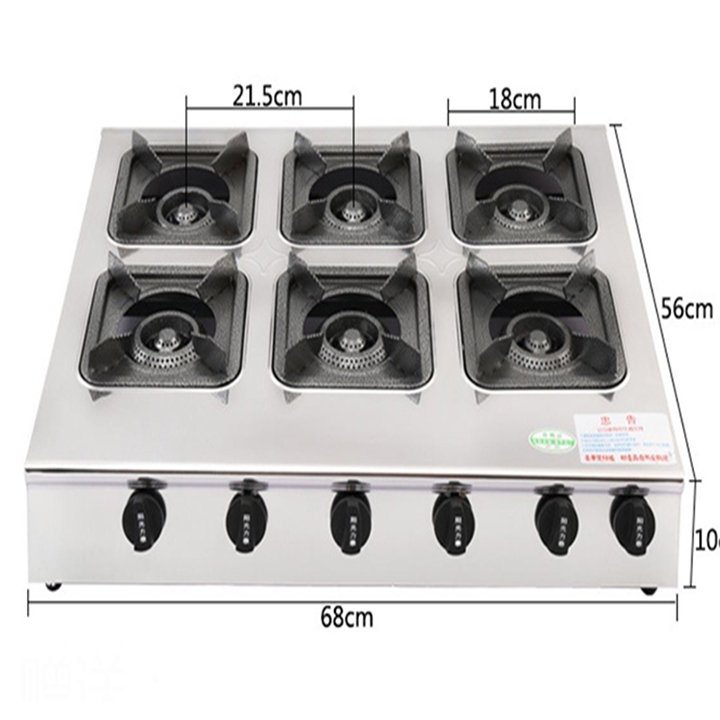 Bếp gas nấu mỳ cay, bếp gas nấu cơm niêu 6 họng đốt nhiệt độ cao, ngọn lửa toả đều