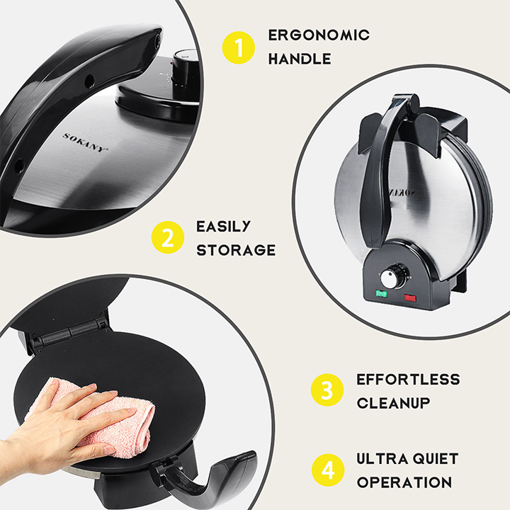 Máy làm bánh tráng 2 mặt trơn SOKANY KJ-507 2000W nướng bánh pancake, crepe