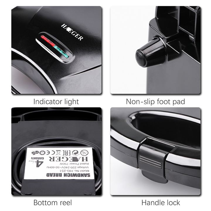Máy kẹp nướng bánh mỳ sandwich HAEGER RAF 750W hình mặt cười/gấu