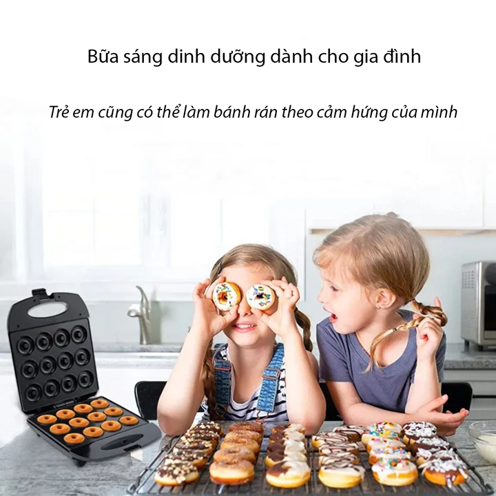 Máy làm bánh vòng Donut 16 bánh mini chính hãng Sokany 1200W