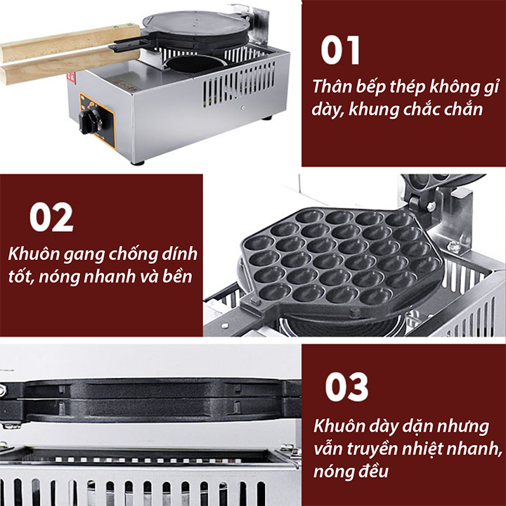 Máy làm bánh trứng gà non công nghiệp sử dụng gas