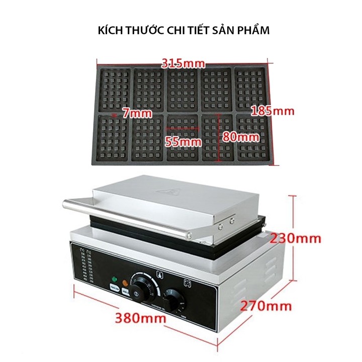 Máy làm bánh waffle, bánh tổ ong 1650W kiểm soát nhiệt độ chính xác, bánh thơm ngon