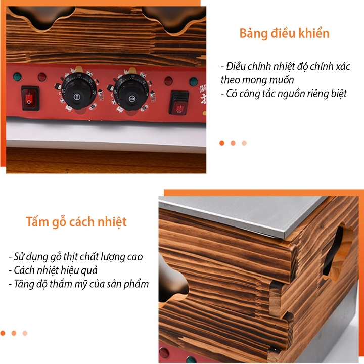 Nồi lẩu oden 9 ngăn 1800W nấu lẩu xiên que tự chọn, lẩu ly tokbokki