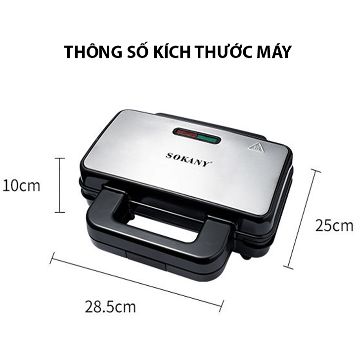 Máy làm bánh waffle đôi SOKANY 1000W làm nóng nhanh chín đều 2 mặt khuôn