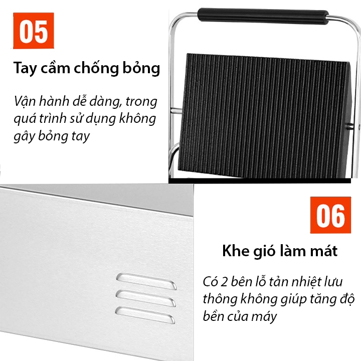 Máy nướng thịt bít tết, nướng bánh mì kẹp công nghiệp 2200W