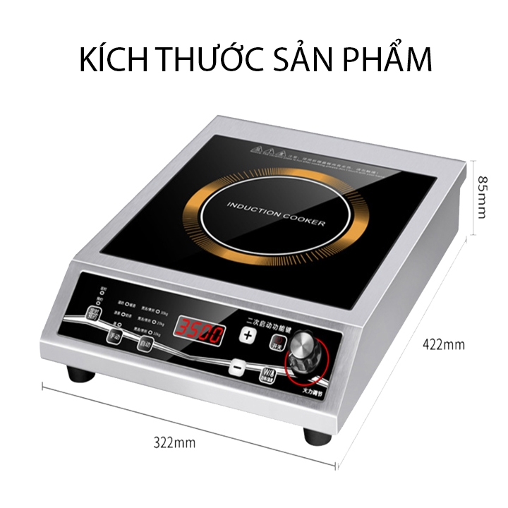 Bếp điện từ công nghiệp 3500W đầy đủ chức năng hẹn giờ, phiên bản tiếng việt