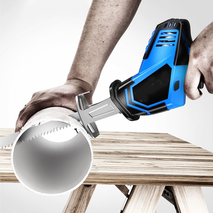Máy cưa kiếm dùng pin 28V 2 pin kèm hộp 4 lưỡi cưa gỗ, nhựa, kim loại