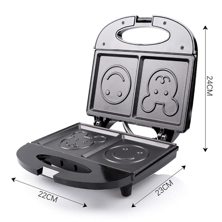 Máy kẹp nướng bánh mỳ sandwich HAEGER RAF 750W hình mặt cười/gấu