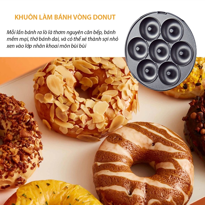 Máy làm bánh đa năng SOKANY 600W 3 in 1 nướng làm hình thú, waffle, donut