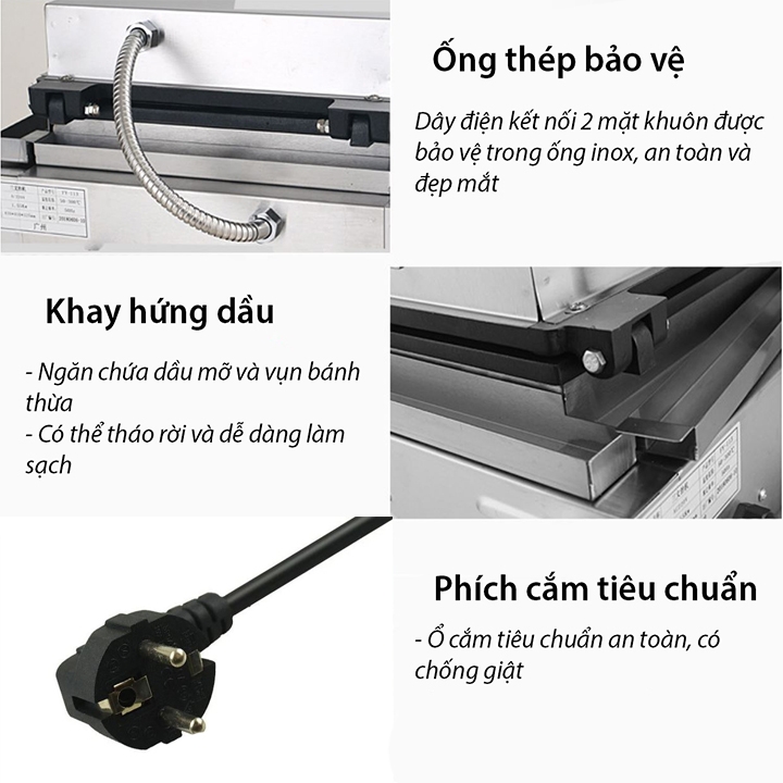 Máy nướng xúc xích, máy làm bánh xúc xích 1650W điều chỉnh 50 - 300 độ, hẹn giờ chính xác