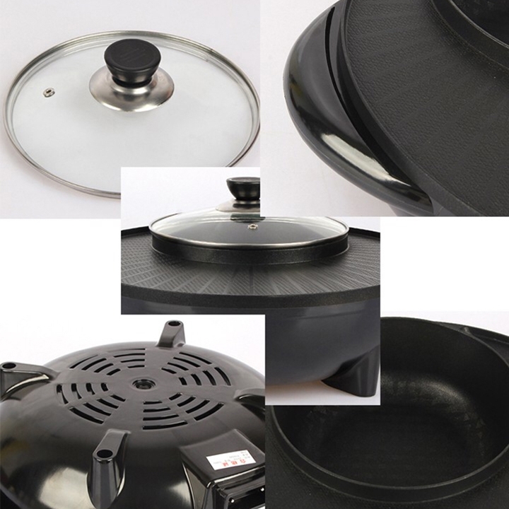 Bếp lẩu nướng điện đa năng 2 trong 1 chống dính Teflon