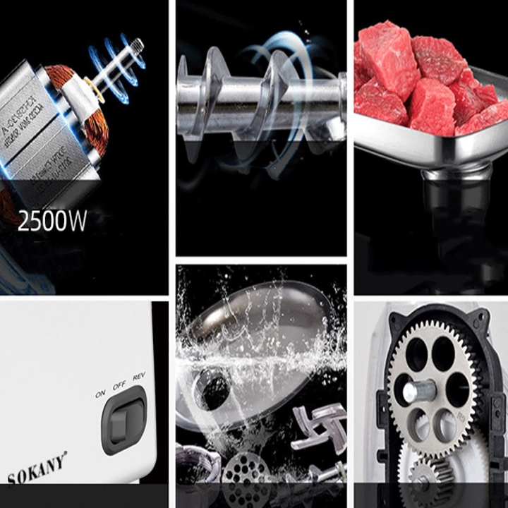 Máy đùn thịt cá SOKANY 2500W xay thịt cá, rau củ làm dồi sụn tại nhà