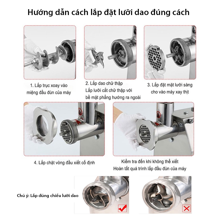 Máy đùn thịt, máy xay thịt cá công nghiệp 850W đa năng xay thịt nhồi xúc xích, lạp xưởng