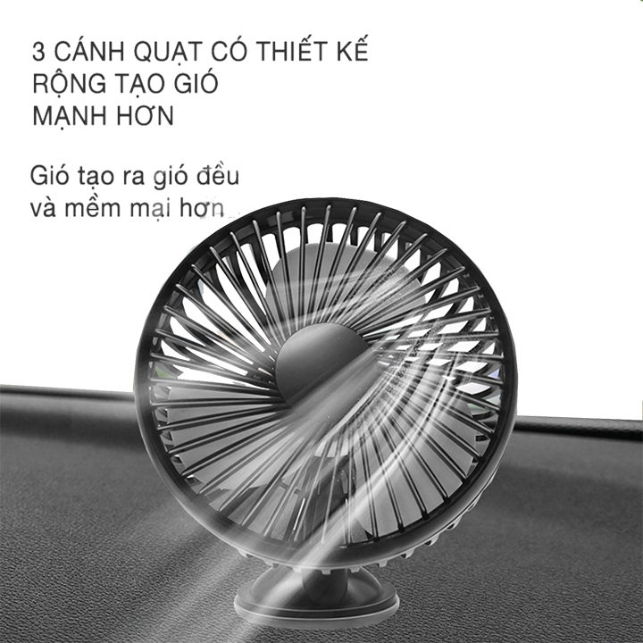 Quạt làm mát gắn ghế sau xe hơi tiện dụng với 3 tốc độ