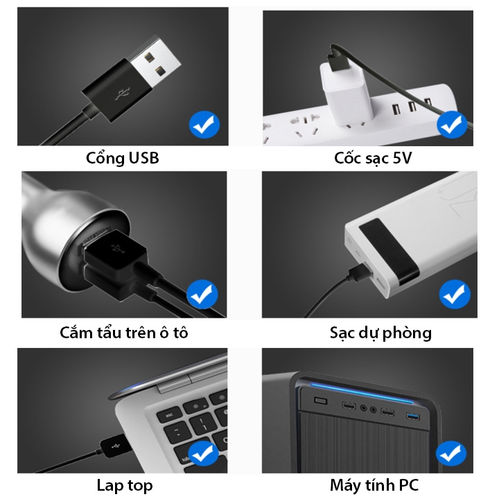 Quạt làm mát usb luồng gió mạnh xoay 360, điều khiển 3 tốc độ gió