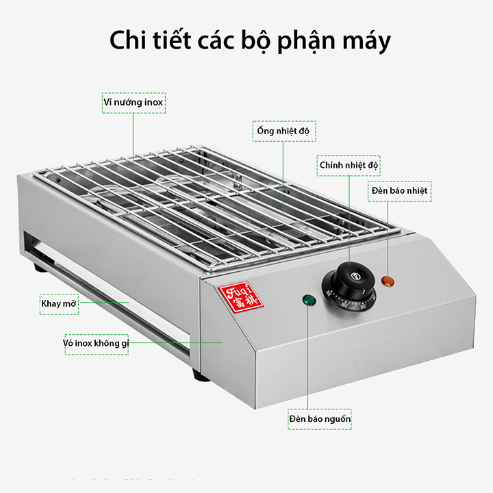 Bếp nướng điện công nghiệp không khói, nướng hải sản, thịt xiên