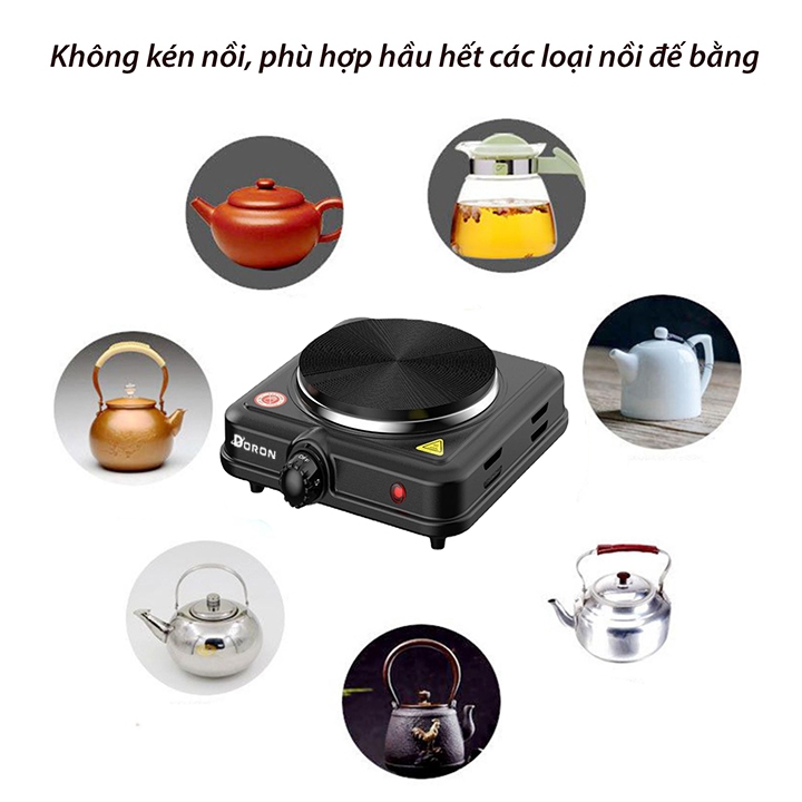 Bếp điện mini đa năng DORON 1500W chống quá nhiệt, an toàn cho mọi gia đình