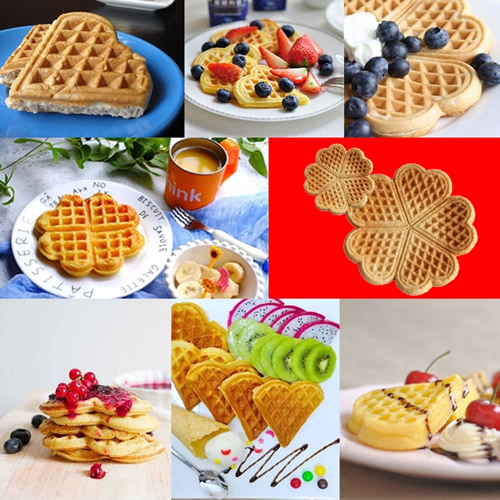 Máy làm bánh waffle công nghiệp, nướng bánh kẹp tàn ong khuôn trái tim