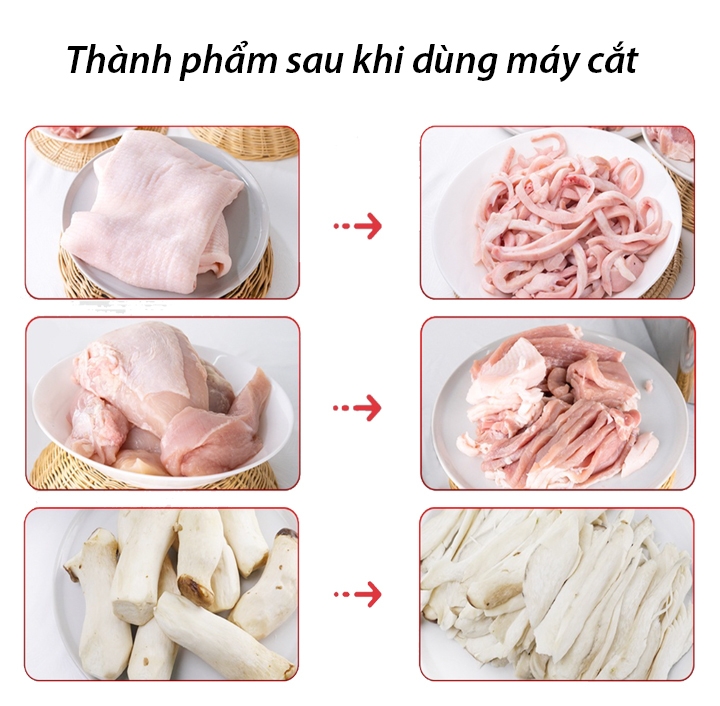 Máy thái lát thịt, máy xắt thịt 850W xắt hạt lựu, thái thịt, tai heo, bì lợn lưỡi 2.5MM