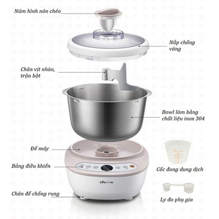 Máy trộn ủ bột BEAR HMJ-A35M1 3.5L gia dụng nhà bếp đa năng