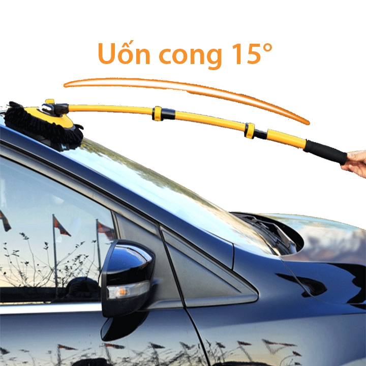 Chổi rửa xe ô tô cán dài - Chổi lau xe ô tô cán dài 3 mức gấp gọn