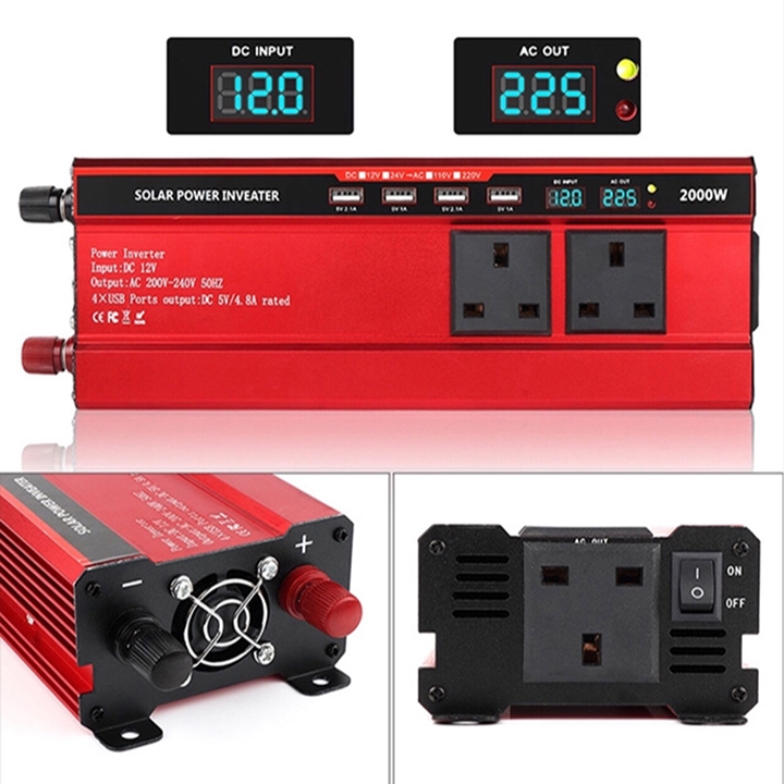 Bộ kích điện 2000W Inverter đổi nguồn điện 12V lên 220V