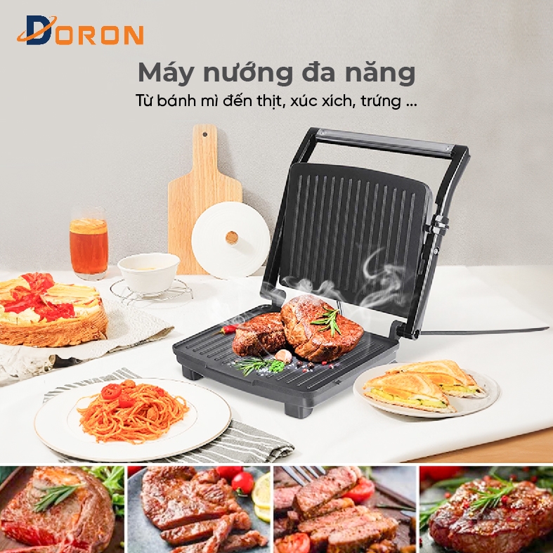Máy kẹp nướng bánh mì hotdog vừa DORON_ 163 2000W nướng thịt, chiên trứng