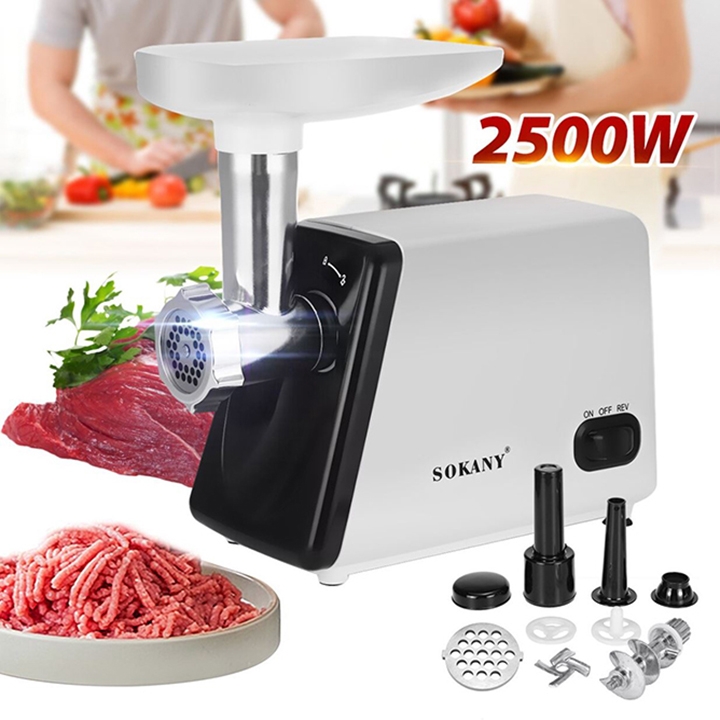 Máy đùn thịt cá SOKANY 2500W xay thịt cá, rau củ làm dồi sụn tại nhà
