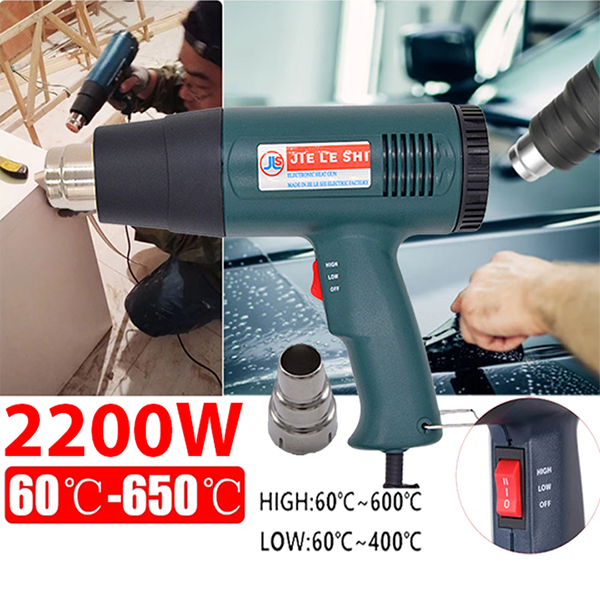 Máy khò nhiệt cầm tay 2200W đóng gói hàng hóa, dán decal