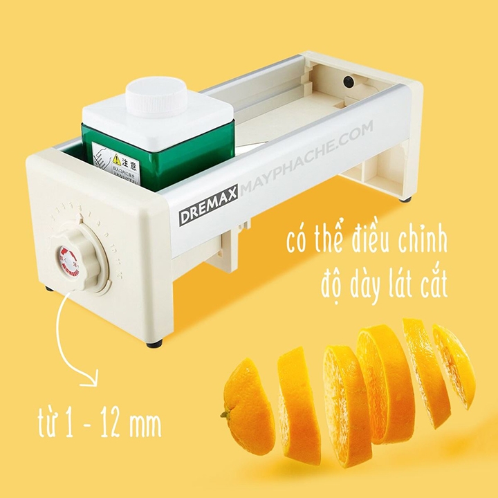 Máy thái lát trái cây, cắt lát củ quả đa năng thái mỏng chỉnh độ dày 0 - 12 mm