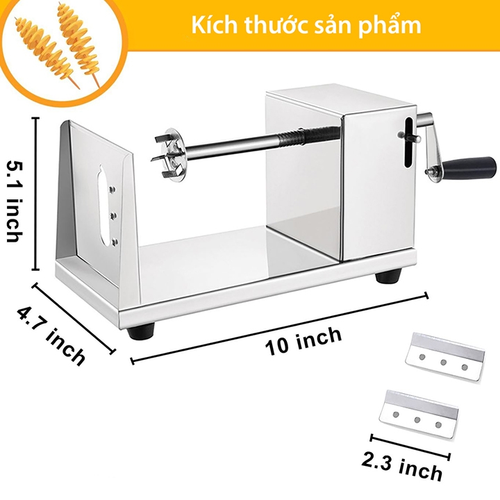 Máy cắt lốc xoáy khoai tây DORON inox không rỉ, sạch sẽ, tiện lợi