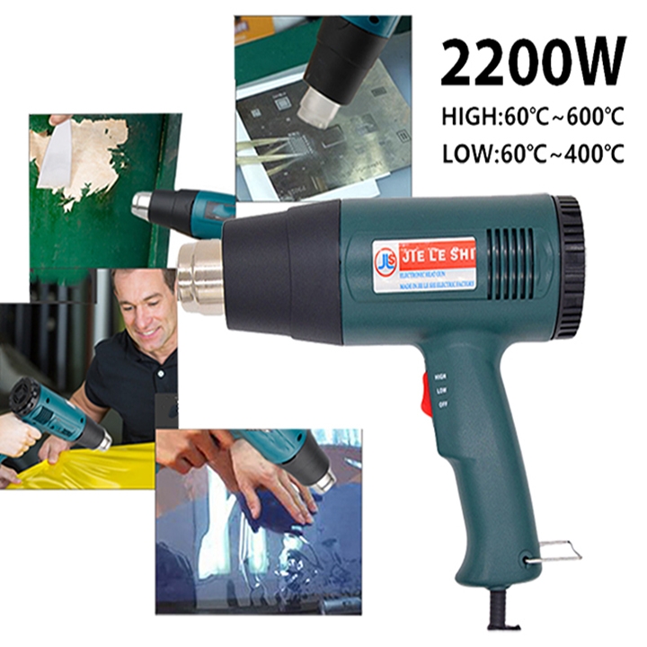Máy khò nhiệt cầm tay 2200W đóng gói hàng hóa, dán decal