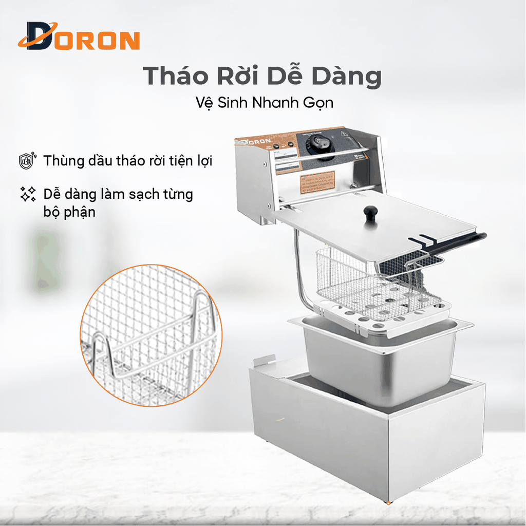 Bếp chiên nhúng điện 6L đơn DORON 2500W nhiệt độ cao, sôi cực nhanh