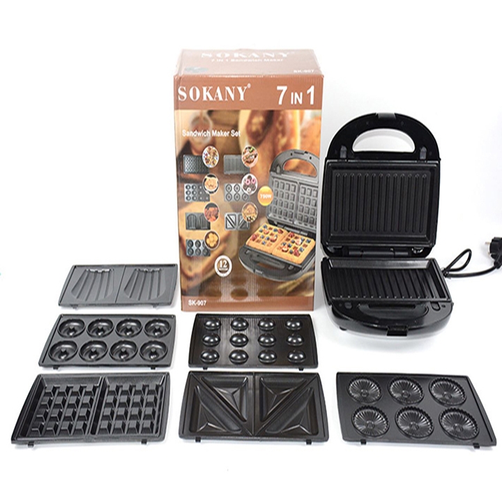 Máy nướng làm bánh 7 khuôn SOKANY 750W làm nóng nhanh, an toàn, dễ sử dùng