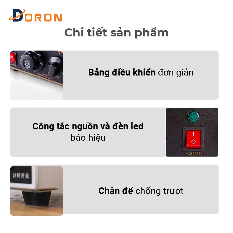 Máy làm bánh ốc quế công nghiệp đôi DORON_131 2400W kiểm soát nhiệt độ chính xác, bánh thơm ngon