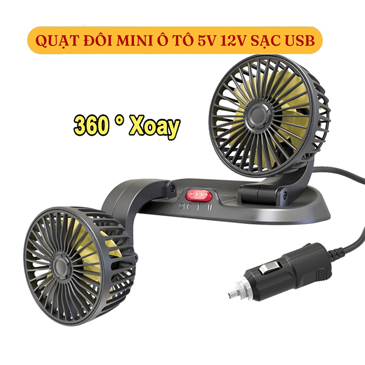 Quạt xe ô tô, quạt mini ô tô 10W cắm nguồn tẩu 24v đa năng xoay 360 độ siêu mát